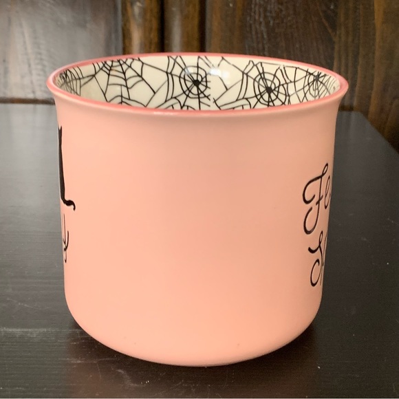 Feline Spooky Black Cat - Pink Halloween Mug with Spider Web Interior - Picture 9 of 13